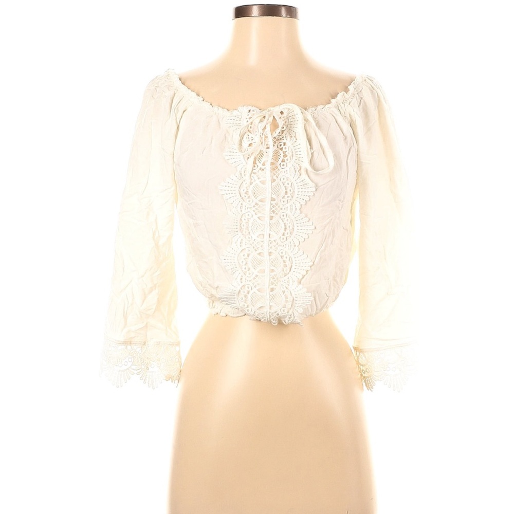 Elegant Lace Trim White Blouse